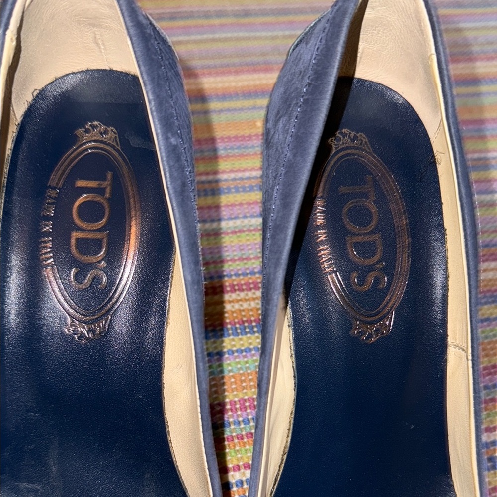 Tod's Blue Suede Loafers with Horsebit Detail NWOT 38 1/2 - Picture 2 of 9